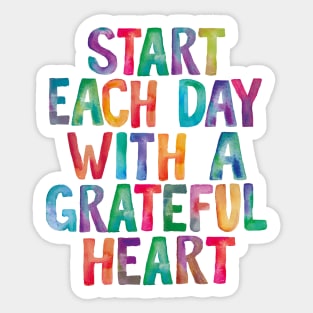 Start Each Day With a Grateful Heart in Rainbow Watercolors Sticker